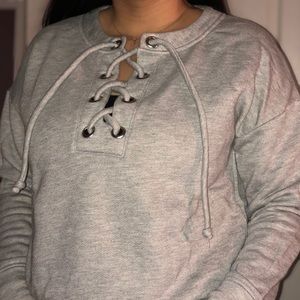 grey tie sweatshirt